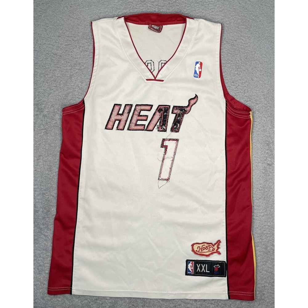 RARE Vintage Hoops Chris Bosh #1 Miami Heat NBA Jersey White‎ Mens 2XL